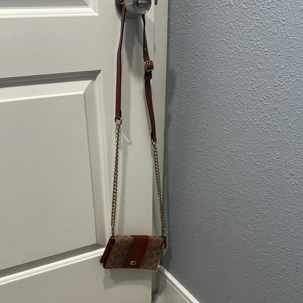 Coach Signature Brown and Tan Crossbody Bag